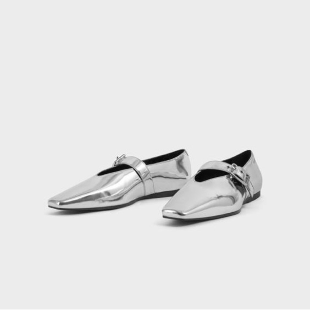 Vagabond Wioletta Shoes Silver Metallic Leather Flats